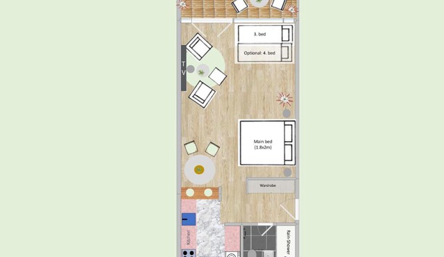 Modern City Studio with Air Condition & Balcony